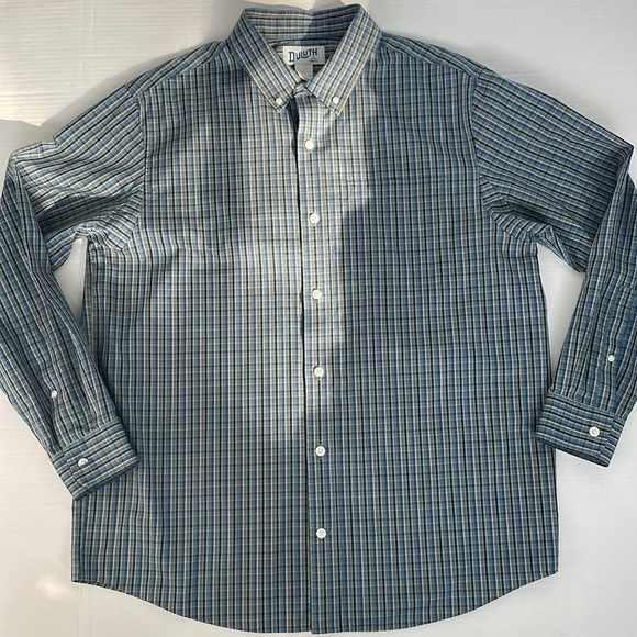 Duluth Trading Co Men’s Green Blue Plaid Cotton Casual Button Down Shirt Large - Picture 11 of 14